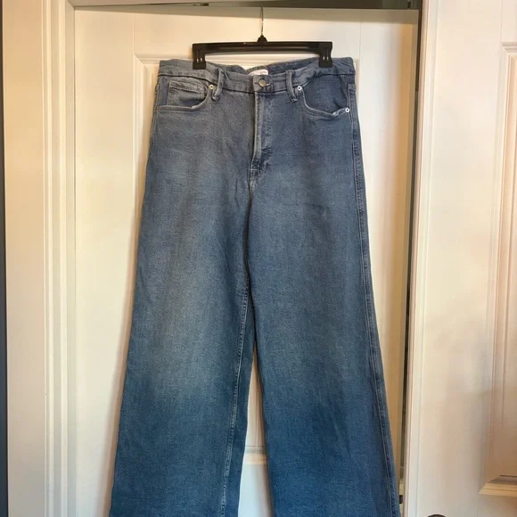 Good American Blue Flare Wide Leg Jeans - Picture 1 of 4